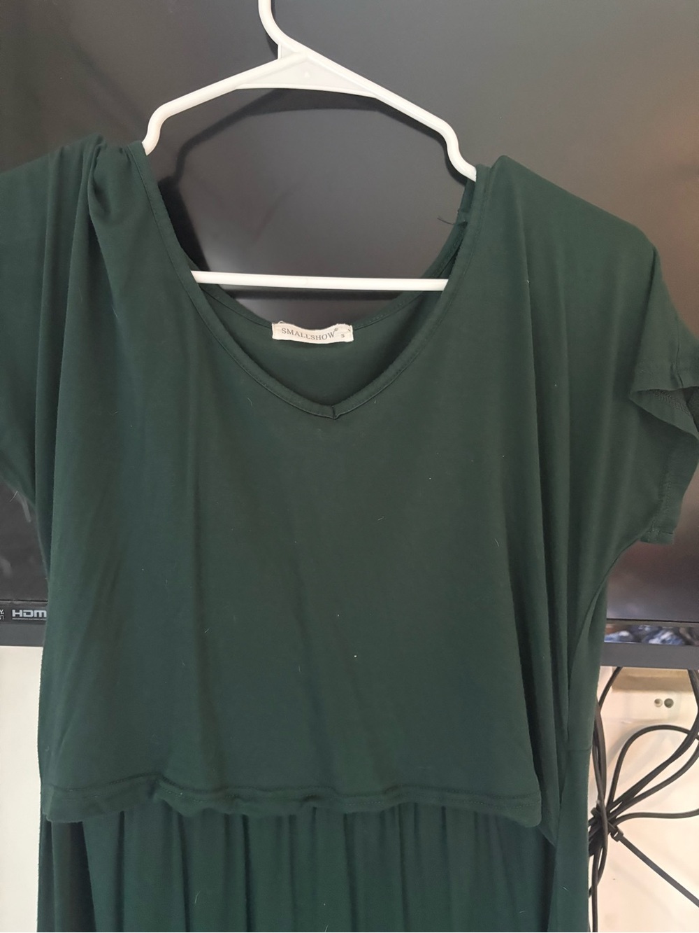Smash + Tess Dark Green V-Neck Short Sleeve Top